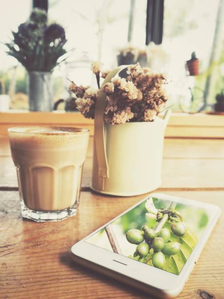 Smart phone with coffee cup