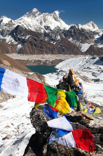 istock Mount Everest and Lhotse with buddhist prayer flags 818045494