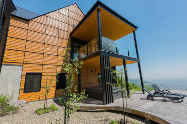 istock Beautiful modern house in the forest. 818062814