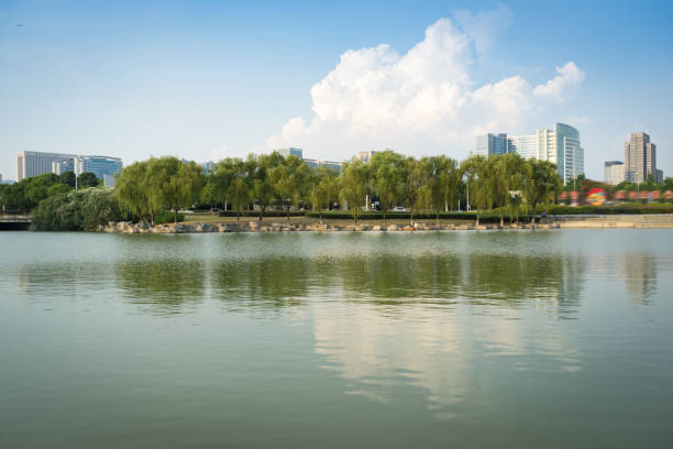 China Jiangsu Wuxi, waterfront urban buildings and landscape