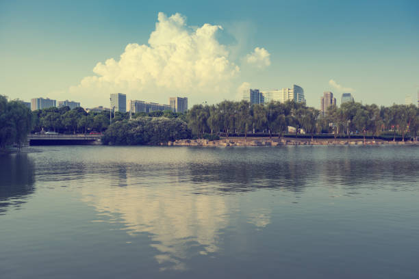 China Jiangsu Wuxi, waterfront urban buildings and landscape
