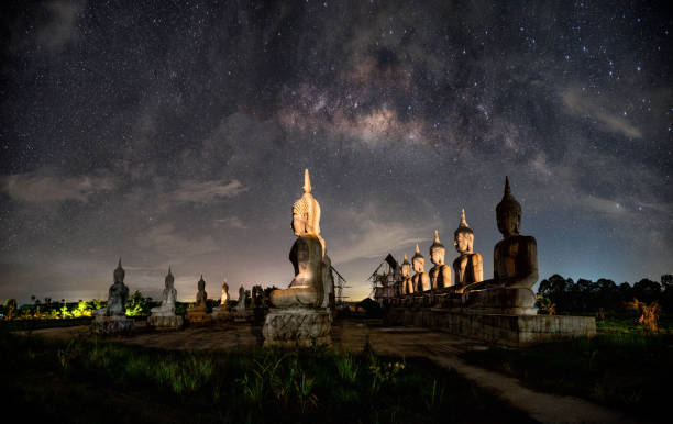 Background blur and sofe focus Milky Way and statues in the night sky dark vision blurred.In Thailand. Background blur and sofe focus Milky Way and statues in the night sky dark vision blurred.In Thailand. sofe stock pictures, royalty-free photos & images