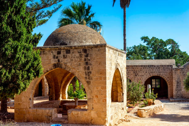 Courtyard and garden at Ayia Napa monastery. Cyprus