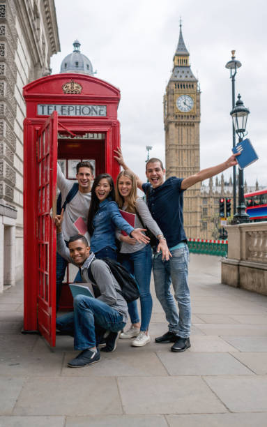 istock Excited group of exchange students in London 818087878