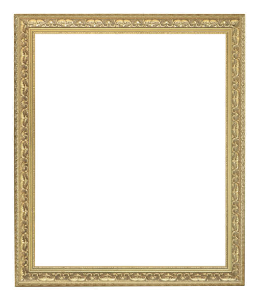 istock The antique gold frame on the white background 818090344