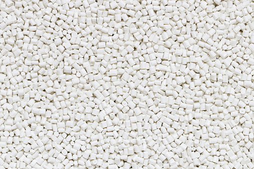 top view of white plastic resin ( Masterbatch ) background