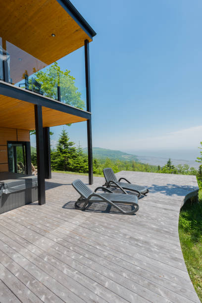 istock Beautiful modern house in the forest. 818123570