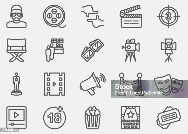 Film Industry Line Icons Stock Illustration - Download Image Now - Icon Symbol, Film Industry, Movie