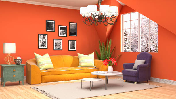 istock Interior living room. 3d illustration 818130190