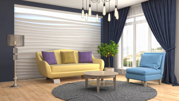 istock Interior living room. 3d illustration 818135130