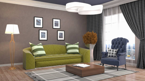 istock Interior living room. 3d illustration 818135146