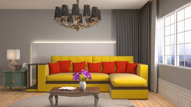 istock Interior living room. 3d illustration 818135752
