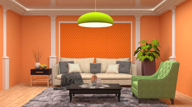 istock Interior living room. 3d illustration 818135864