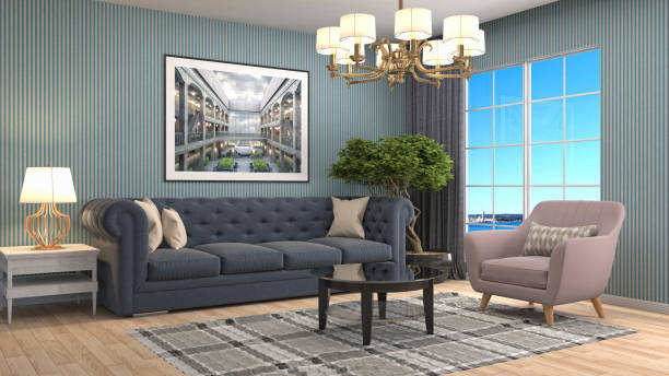 istock Interior living room. 3d illustration 818135868