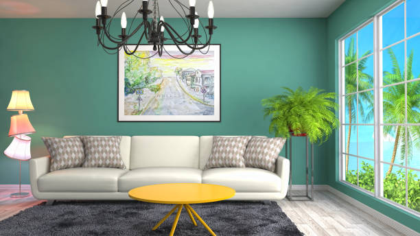 istock Interior living room. 3d illustration 818135892