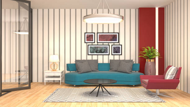 istock Interior living room. 3d illustration 818150112