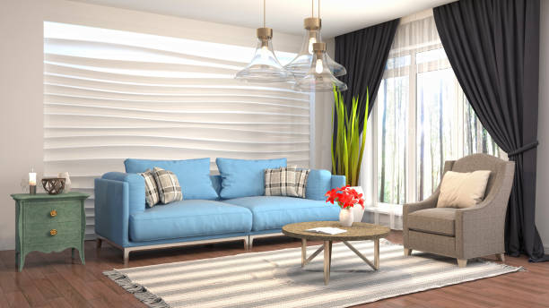 istock Interior living room. 3d illustration 818162382