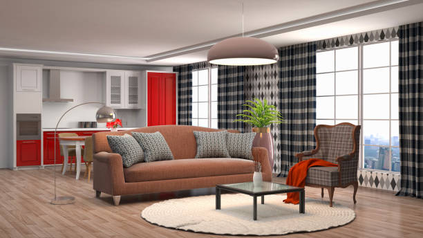 istock Interior living room. 3d illustration 818162548