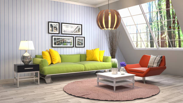 istock Interior living room. 3d illustration 818162762