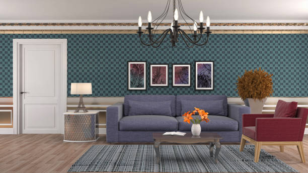 istock Interior living room. 3d illustration 818162796