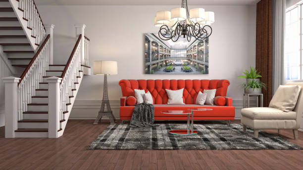 istock Interior living room. 3d illustration 818163006