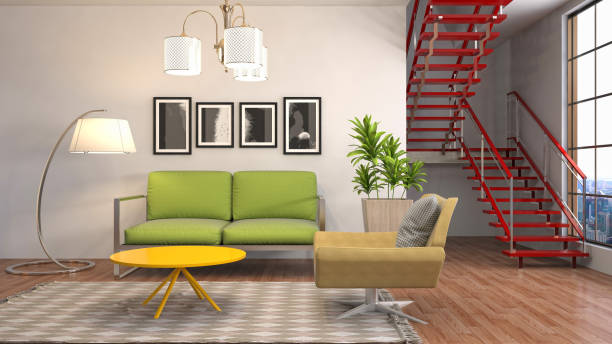 istock Interior living room. 3d illustration 818163042