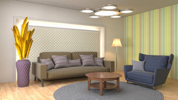 istock Interior living room. 3d illustration 818163330
