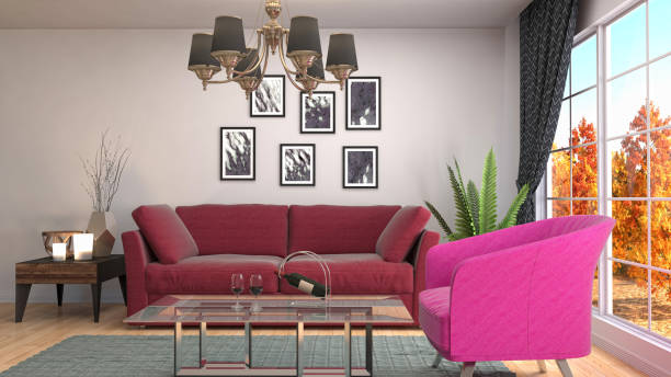 istock Interior living room. 3d illustration 818163342