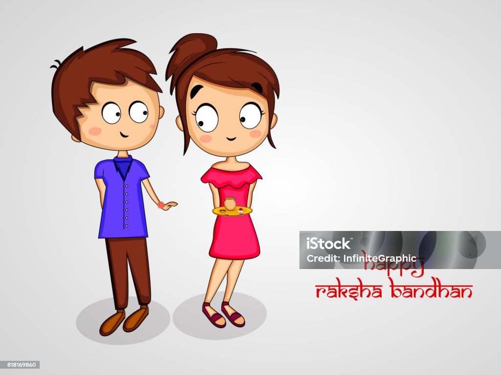 Illustration Of Brother And Sister For The Occasion Of Indian ...