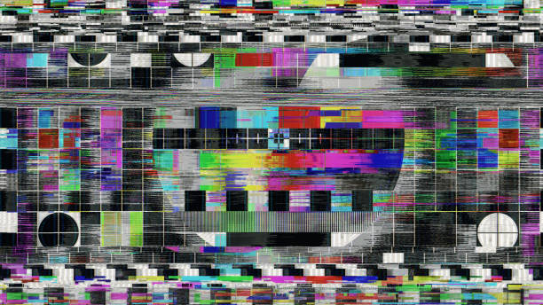 glitch! schlechte störungen für digitale tv-testbild - testbild stock-fotos und bilder