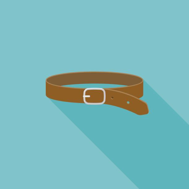 Leather Belt icon Leather Belt icon, flat design with long shadow belt stock illustrations
