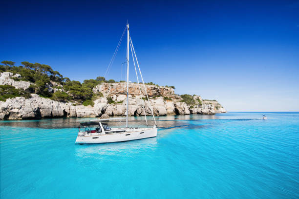istock Beautiful bay with sailing yacht 818267342
