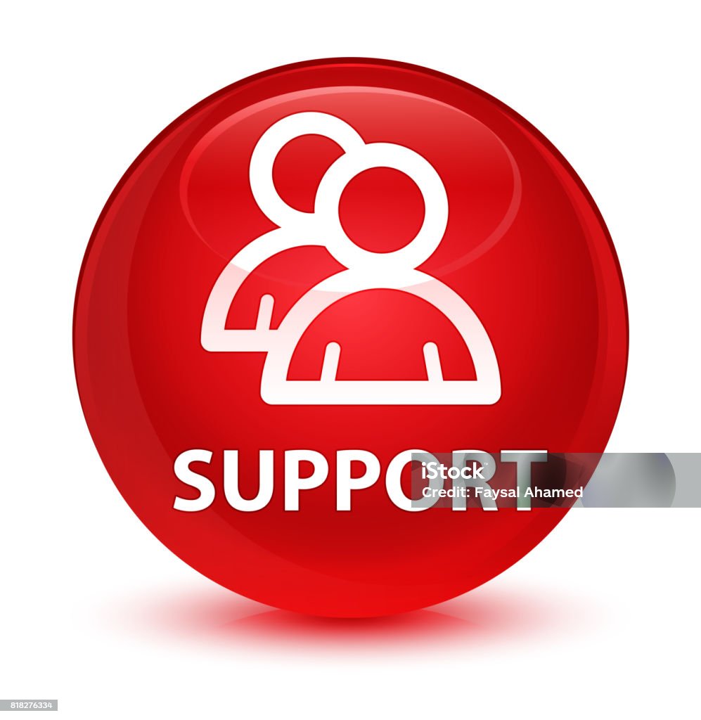 Red Support Button Support Glassy Red Round Button Stock Illustration - Download Image Now ...
