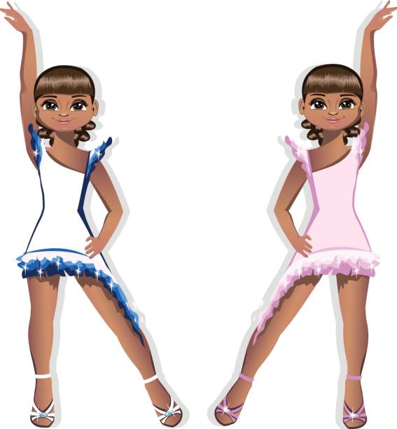 ilustrações, clipart, desenhos animados e ícones de bailarina menina bonita com um vestido lindo - escola de samba