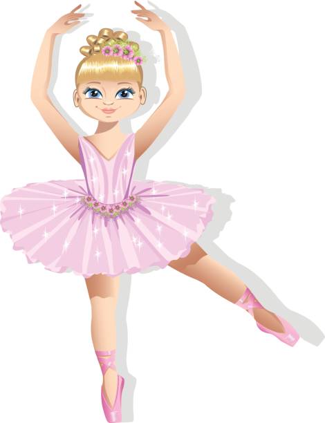 ilustrações, clipart, desenhos animados e ícones de doce pequena bailarina em um vestido brilhante - ballet little girls child fairy
