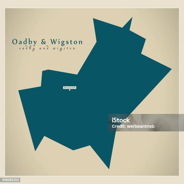 Modern Map Oadby And Wigston District Of Leicestershire England Uk Illustration Stock Illustration - Download Image Now