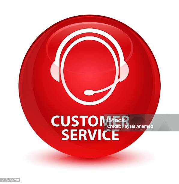 Customer Search Red Customer Service Glassy Red Round Button Stock Illustration - Download ...