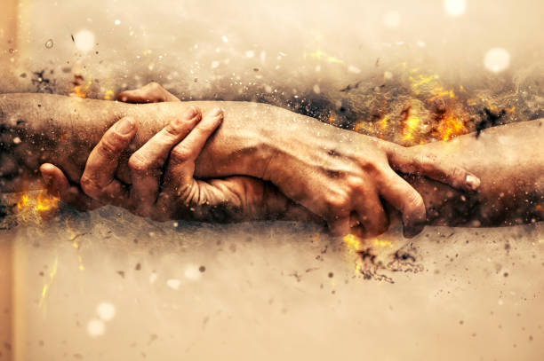 helping hands. - friendly fire imagens e fotografias de stock