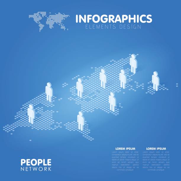Dotted world map with people symbol. Social network technology concept vector illustration Dotted world map with people symbol. Social network technology concept vector illustration. facebook news australia stock illustrations