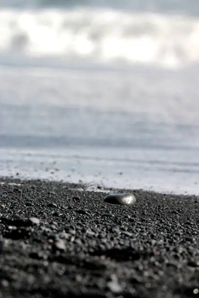 Photo of Pebbles on the black beach in Vik, Iceland