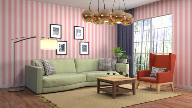 istock Interior living room. 3d illustration 818383650