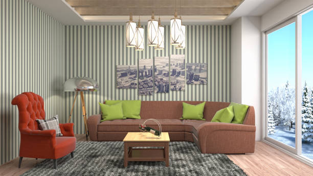 istock Interior living room. 3d illustration 818383778