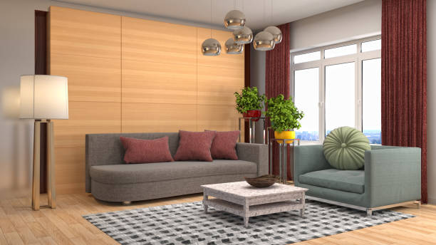 istock Interior living room. 3d illustration 818384196
