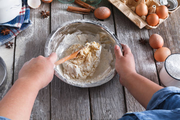 istock Cooking ingredients for baking, eggs, butter and flour 818401742