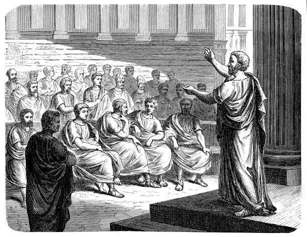 Demosthenes (384 BC-322 BC) Illustration of  a Demosthenes (384 BC-322 BC) democracy illustrations stock illustrations