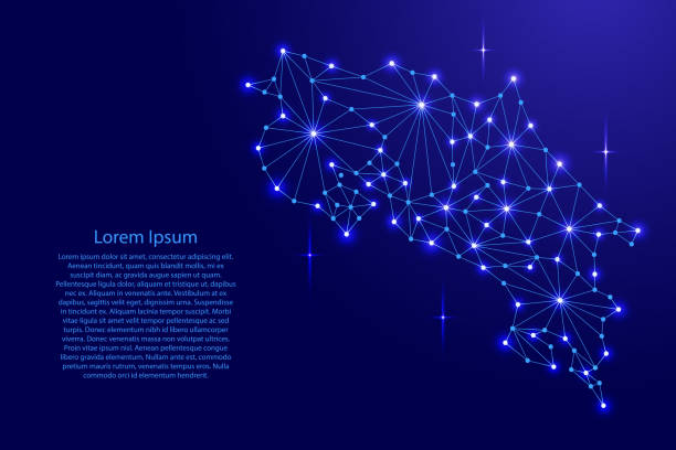 istock Costa Rica map of polygonal mosaic lines network, rays and space stars of vector illustration. 818428536