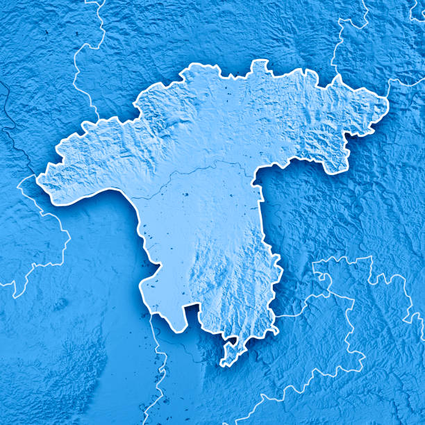 istock Darmstadt Regierungsbezirk Hessen 3D Render Topographic Map Blue Border 818436848