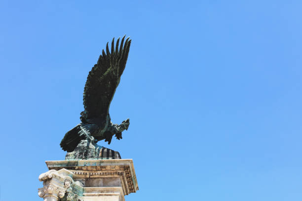 Eagle with sword, bronze sculpture, gate of Buda castle (Unesco World Heritage List, 1987), Budapest, Hungary