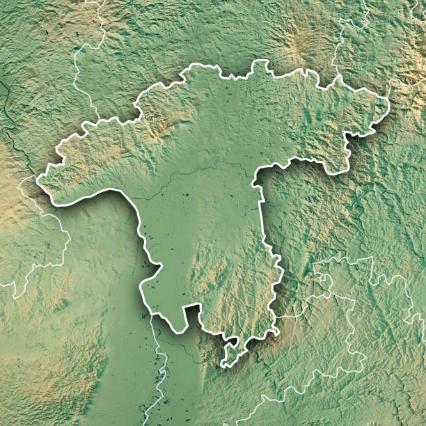 istock Darmstadt Regierungsbezirk Hessen 3D Render Topographic Map Border 818437948