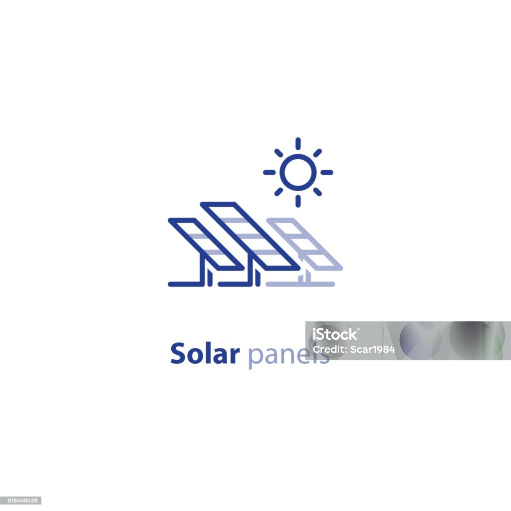 Solar panels line icon, green energy concept Renewable energy, solar panels station concept, green electricity, vector line icon Solar Panel stock vector